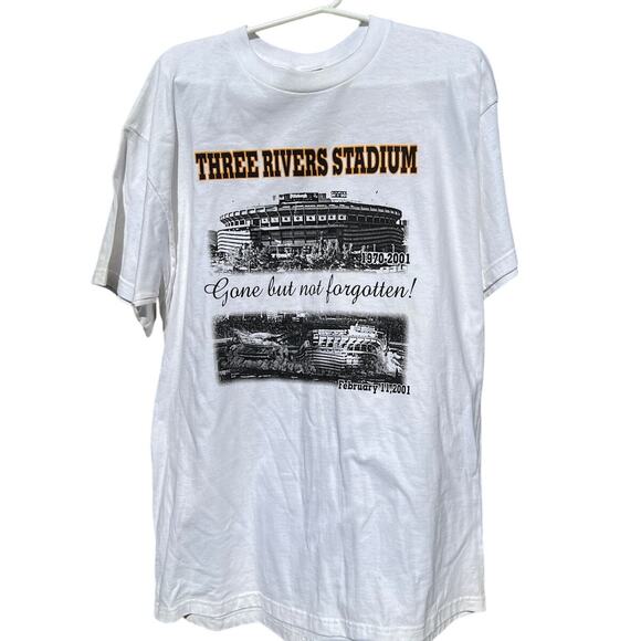 Vintage 2001 Three Rivers Stadium Pittsburgh Pirates white t-shirt Size XL - Picture 1 of 5